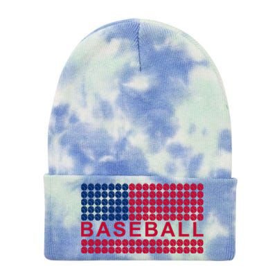 BaseballWithAmericanFlagDesign Tie Dye 12in Knit Beanie