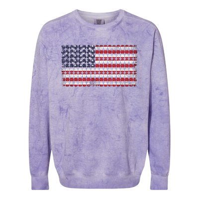 Baseball With USA Flag Design Colorblast Crewneck Sweatshirt