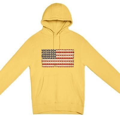 Baseball With USA Flag Design Premium Pullover Hoodie