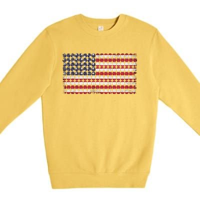 Baseball With USA Flag Design Premium Crewneck Sweatshirt