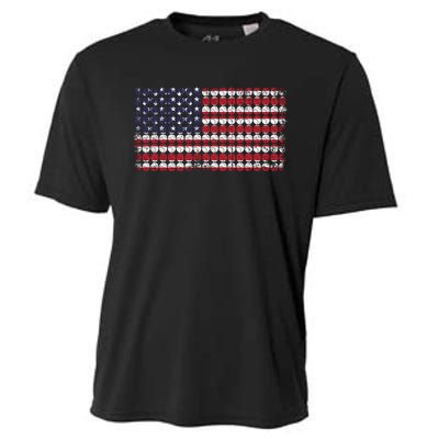 Baseball With USA Flag Design Cooling Performance Crew T-Shirt