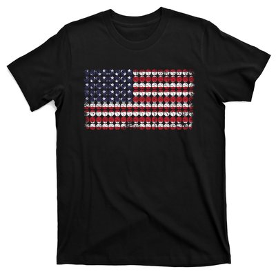 Baseball With USA Flag Design T-Shirt