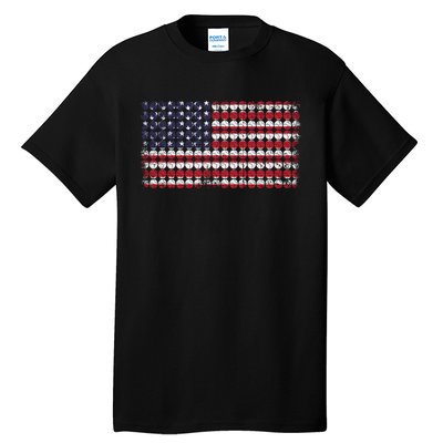 Baseball With USA Flag Design Tall T-Shirt