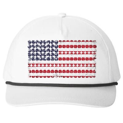 Baseball With USA Flag Design Snapback Five-Panel Rope Hat