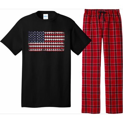 Baseball With USA Flag Design Pajama Set