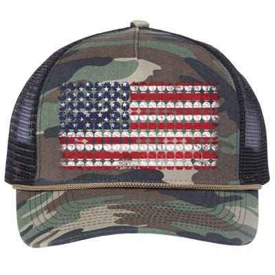 Baseball With USA Flag Design Retro Rope Trucker Hat Cap