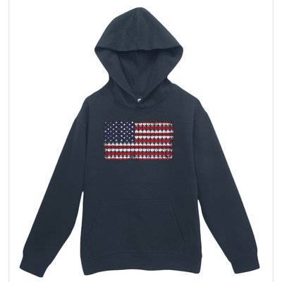 Baseball With USA Flag Design Urban Pullover Hoodie