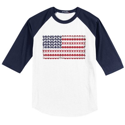 Baseball With USA Flag Design Baseball Sleeve Shirt