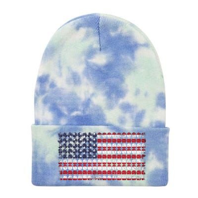 Baseball With USA Flag Design Tie Dye 12in Knit Beanie