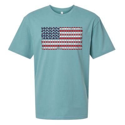 Baseball With USA Flag Design Sueded Cloud Jersey T-Shirt