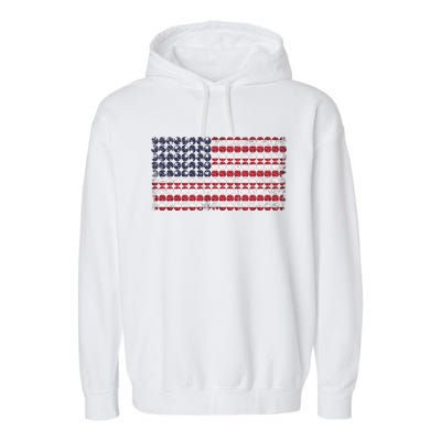 Baseball With USA Flag Design Garment-Dyed Fleece Hoodie