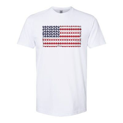 Baseball With USA Flag Design Softstyle CVC T-Shirt