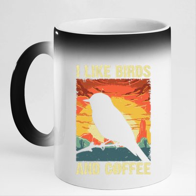 Best Bird Art For Birding Nerd Birder Bird Watcher 11oz Black Color Changing Mug