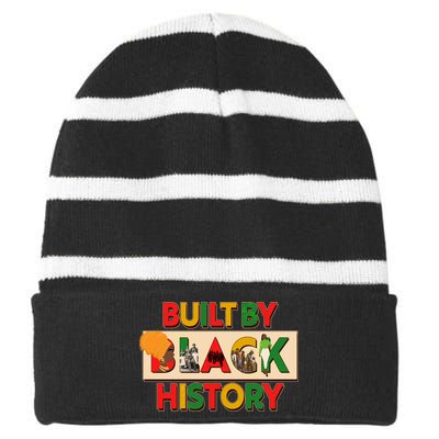 Built By Black History African American Culture Striped Beanie with Solid Band