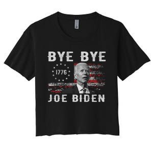 Bye Bye Biden Funny Anti Biden Election Drops Out Women's Crop Top Tee