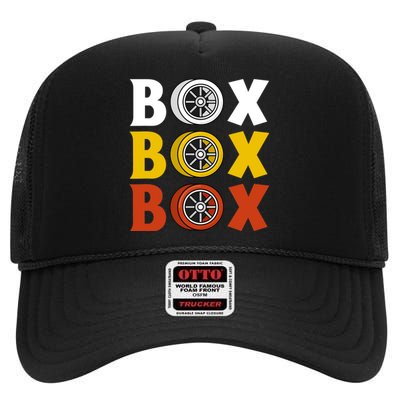 Box Box Box Formula Racing Radio Pit Box Box Box High Crown Mesh Back Trucker Hat