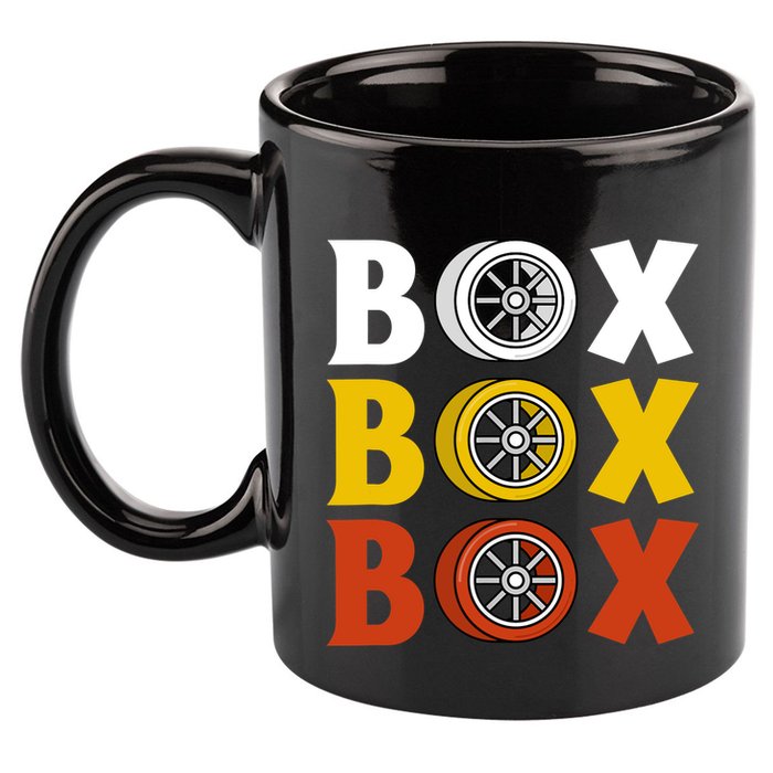 Box Box Box Formula Racing Radio Pit Box Box Box 11oz C Handle Ceramic Mug
