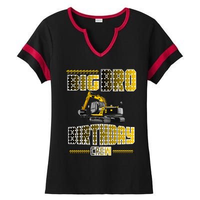 Big Bro Brother Birthday Crew Party Excavator Ladies Halftime Notch Neck Tee