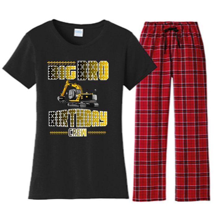 Big Bro Brother Birthday Crew Party Excavator Women's Flannel Pajama Set