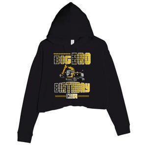 Big Bro Brother Birthday Crew Party Excavator Crop Fleece Hoodie