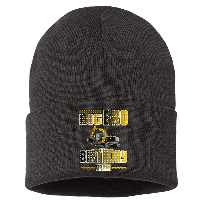 Big Bro Brother Birthday Crew Party Excavator Sustainable Knit Beanie