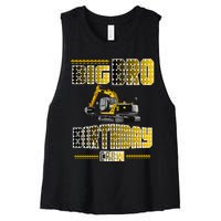 Big Bro Brother Birthday Crew Party Excavator Women's Racerback Cropped Tank