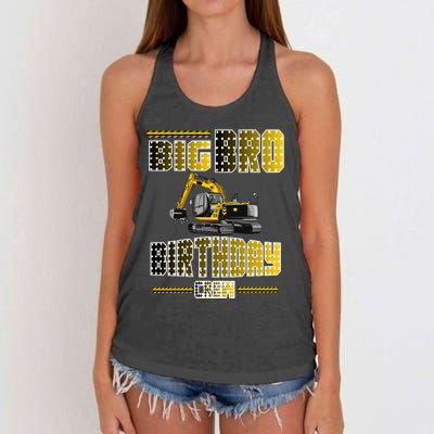 Big Bro Brother Birthday Crew Party Excavator Women's Knotted Racerback Tank