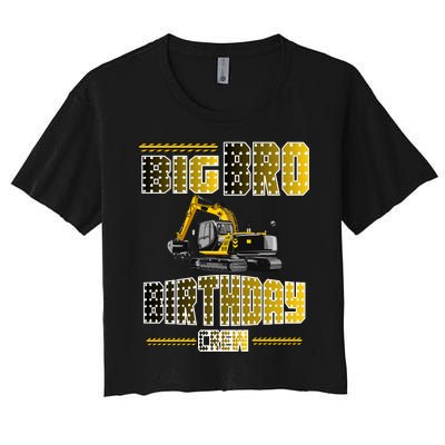 Big Bro Brother Birthday Crew Party Excavator Women's Crop Top Tee