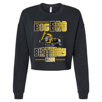 Big Bro Brother Birthday Crew Party Excavator Cropped Pullover Crew