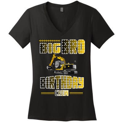 Big Bro Brother Birthday Crew Party Excavator Women's V-Neck T-Shirt