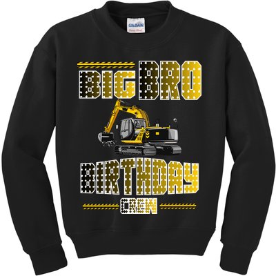 Big Bro Brother Birthday Crew Party Excavator Kids Sweatshirt