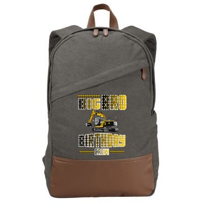 Big Bro Brother Birthday Crew Party Excavator Cotton Canvas Backpack