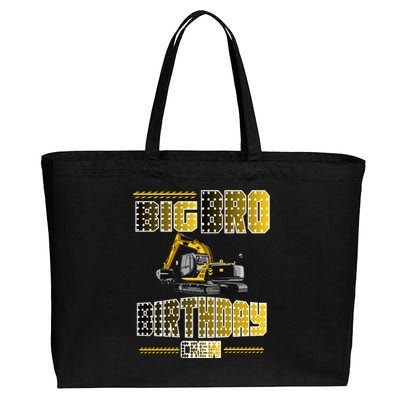 Big Bro Brother Birthday Crew Party Excavator Cotton Canvas Jumbo Tote