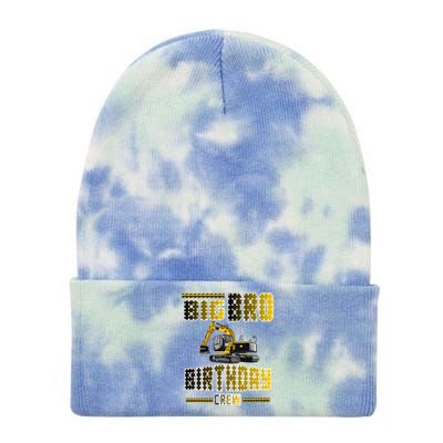 Big Bro Brother Birthday Crew Party Excavator Tie Dye 12in Knit Beanie