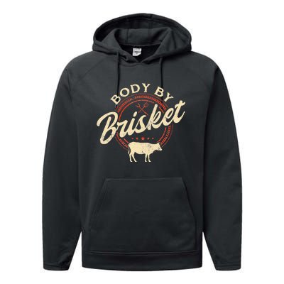 Body By Brisket Pitmaster BBQ Lover Smoker Grilling Performance Fleece Hoodie