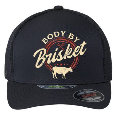 Body By Brisket Pitmaster BBQ Lover Smoker Grilling Flexfit Unipanel Trucker Cap