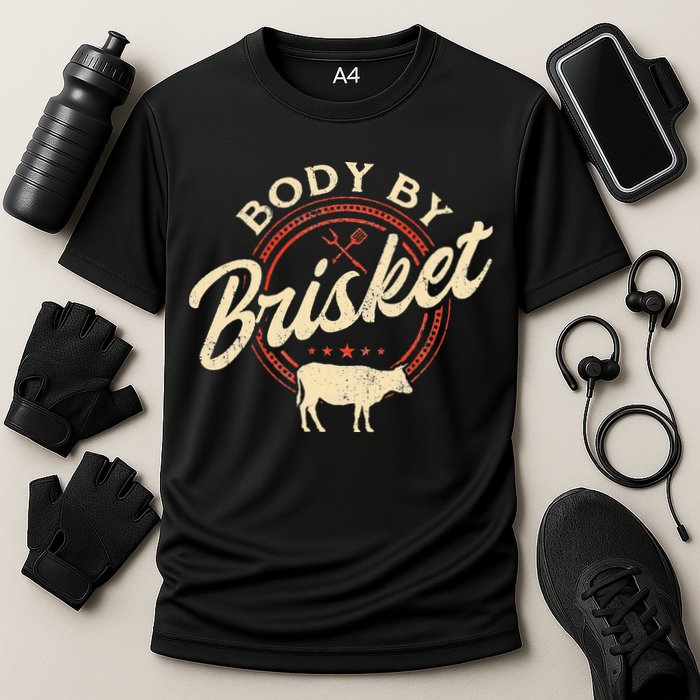 Body By Brisket Pitmaster BBQ Lover Smoker Grilling Cooling Performance Crew T-Shirt