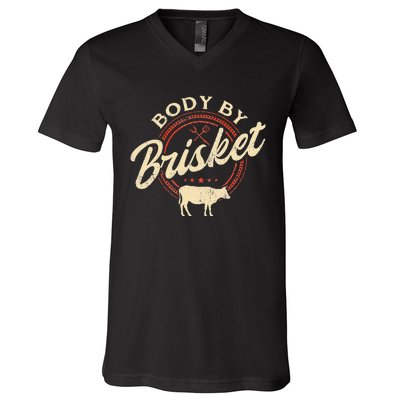 Body By Brisket Pitmaster BBQ Lover Smoker Grilling V-Neck T-Shirt