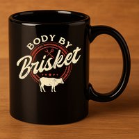 Body By Brisket Pitmaster BBQ Lover Smoker Grilling 11oz C Handle Ceramic Mug
