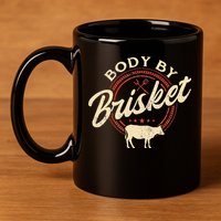 Body By Brisket Pitmaster BBQ Lover Smoker Grilling 11oz C Handle Ceramic Mug