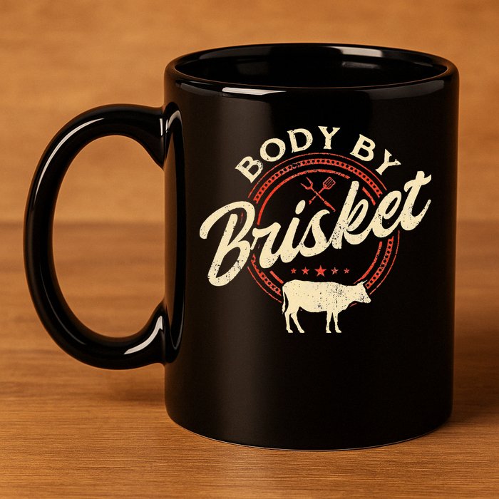 Body By Brisket Pitmaster BBQ Lover Smoker Grilling 11oz C Handle Ceramic Mug