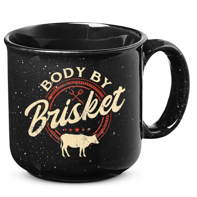 Body By Brisket Pitmaster BBQ Lover Smoker Grilling 15oz Campfire Ceramic Mug