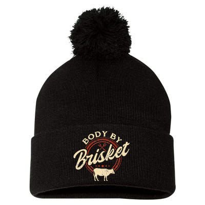 Body By Brisket Pitmaster BBQ Lover Smoker Grilling Pom Pom 12in Knit Beanie