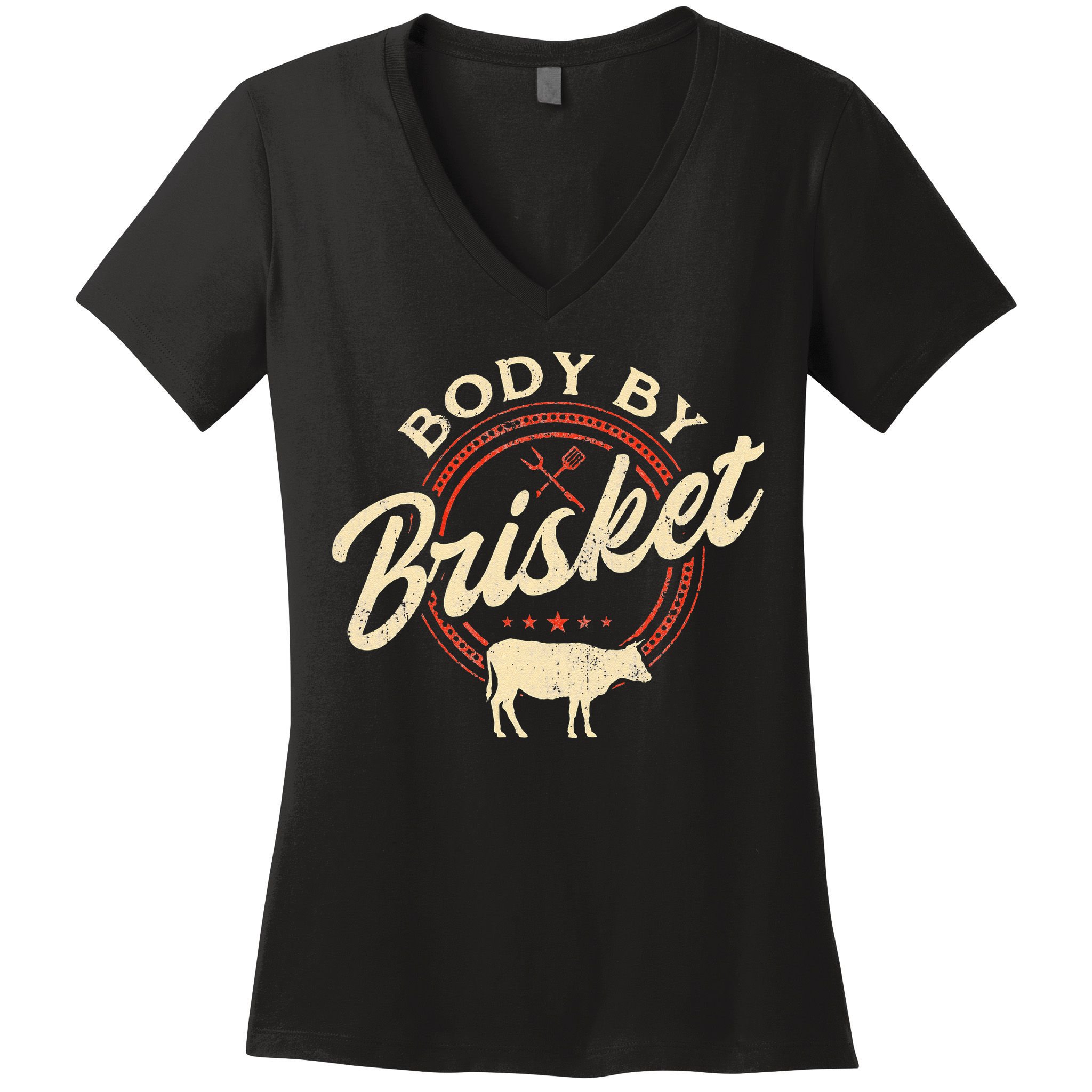 Body By Brisket Pitmaster BBQ Lover Smoker Grilling Women's V-Neck T-Shirt