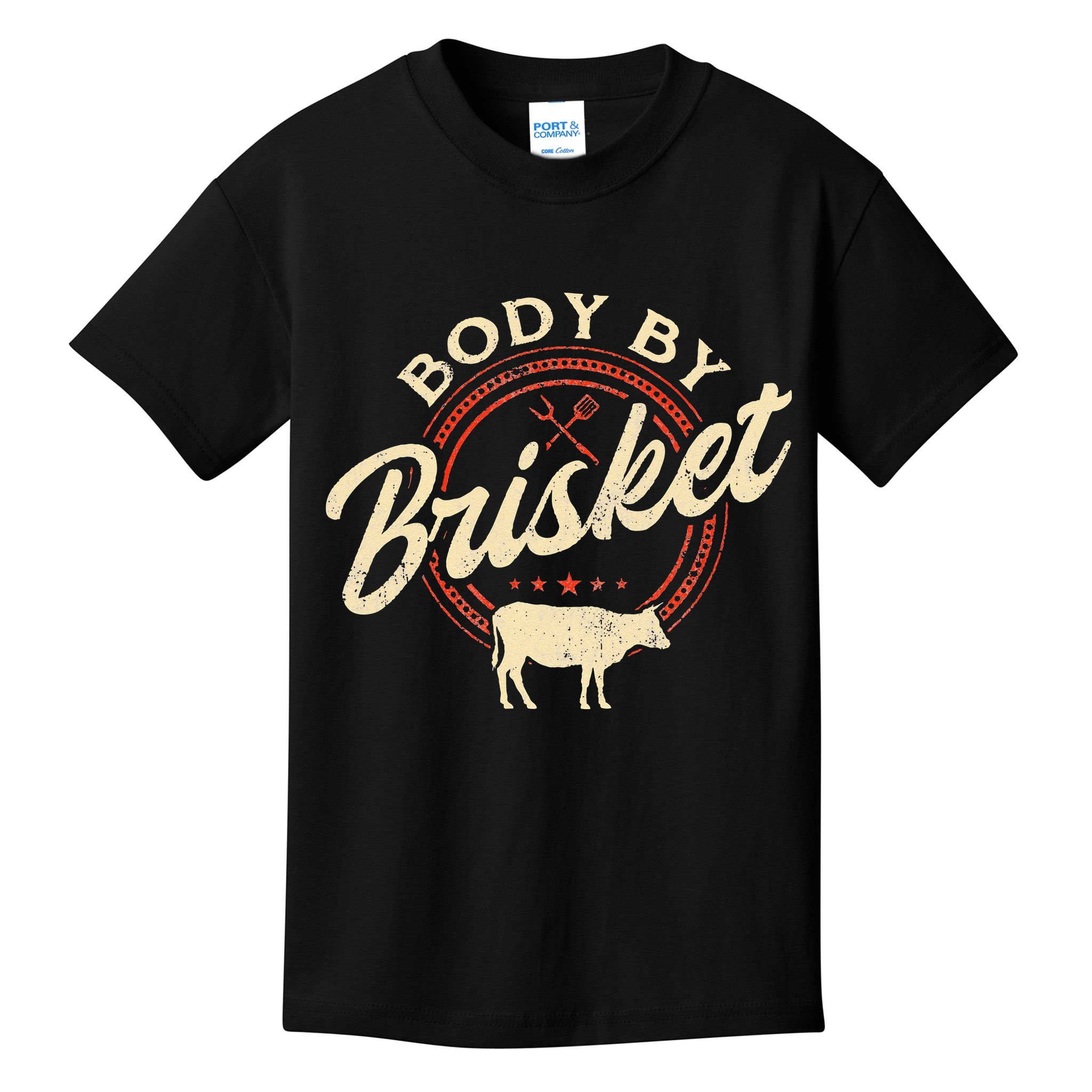 Body By Brisket Pitmaster BBQ Lover Smoker Grilling Kids T-Shirt