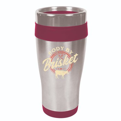 Body By Brisket Pitmaster BBQ Lover Smoker Grilling 16oz Travel Tumbler