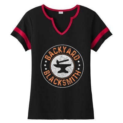 Blacksmith Backyard Blacksmith Forging Gift Ladies Halftime Notch Neck Tee