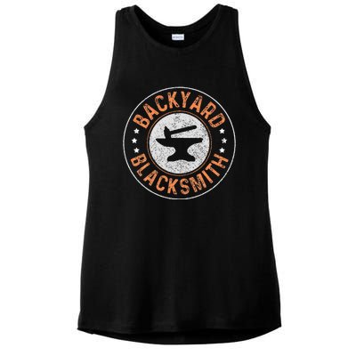 Blacksmith Backyard Blacksmith Forging Gift Ladies PosiCharge Tri-Blend Wicking Tank