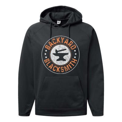 Blacksmith Backyard Blacksmith Forging Gift Performance Fleece Hoodie