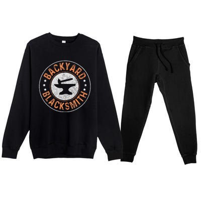 Blacksmith Backyard Blacksmith Forging Gift Premium Crewneck Sweatsuit Set